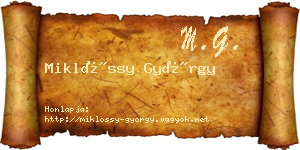 Miklóssy György névjegykártya